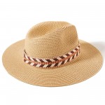Wholesale straw Panama Sun Hat Woven Band One Fits Most Internal Adjustable Draw