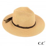 Wholesale c C ST brim hat faux leather tassel band One fits most Brim Straw Poly