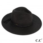Wholesale c C ST brim hat faux leather tassel band One fits most Brim Straw Poly