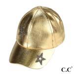 C.C BAB8051
Metallic Coated Star Embellishments Baseball Cap

- One Size Fits Most
- Velcro Closure 
