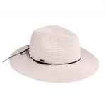 Wholesale c C brand ST brim hat faux leather tie band paper straw polyester UPF