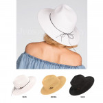 Wholesale c C brand ST brim hat faux leather tie band paper straw polyester UPF