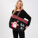 Wholesale felt Embroidered Ho Ho Ho Santa Tote Bag Plaid Detail Lined Inside One