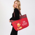Wholesale felt Embroidered OH DEER Reindeer Tote Bag Plaid Detail Lined Inside O