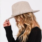 Wholesale soft Knit Panama Hat Braided Knit Band Adjustable Drawstring Inside On