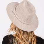 Wholesale soft Knit Panama Hat Braided Knit Band Adjustable Drawstring Inside On