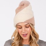 Wholesale two Faux Fur Knit Beanie Faux Fur Pom Lined Inside One Fits Most Acryl