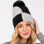 Wholesale two Faux Fur Knit Beanie Faux Fur Pom Lined Inside One Fits Most Acryl