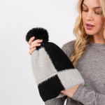 Wholesale two Faux Fur Knit Beanie Faux Fur Pom Lined Inside One Fits Most Acryl