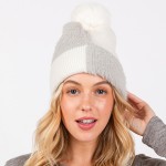 Wholesale two Faux Fur Knit Beanie Faux Fur Pom Lined Inside One Fits Most Acryl