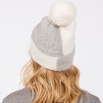 Wholesale two Faux Fur Knit Beanie Faux Fur Pom Lined Inside One Fits Most Acryl