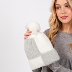 Wholesale two Faux Fur Knit Beanie Faux Fur Pom Lined Inside One Fits Most Acryl