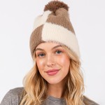 Wholesale two Faux Fur Knit Beanie Faux Fur Pom Lined Inside One Fits Most Acryl