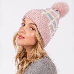 Cuffed Knit Beanie With Sherpa Block Details & Faux Fur Pom

- One Size Fits All
- 100% Polyester