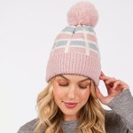 Cuffed Knit Beanie With Sherpa Block Details & Faux Fur Pom

- One Size Fits All
- 100% Polyester