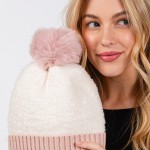 Wholesale cuffed Sherpa Beanie Faux Fur Pom One Fits All Polyester