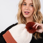 Wholesale cuffed Sherpa Beanie Faux Fur Pom One Fits All Polyester