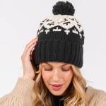 Wholesale jacquard Knit Cuff Beanie Yarn Pom One Fits Most Acrylic