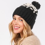 Wholesale jacquard Knit Cuff Beanie Yarn Pom One Fits Most Acrylic