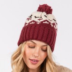 Wholesale jacquard Knit Cuff Beanie Yarn Pom One Fits Most Acrylic