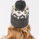 Wholesale jacquard Knit Cuff Beanie Yarn Pom One Fits Most Acrylic
