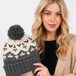 Wholesale jacquard Knit Cuff Beanie Yarn Pom One Fits Most Acrylic