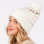Wholesale jacquard Knit Cuff Beanie Yarn Pom One Fits Most Acrylic