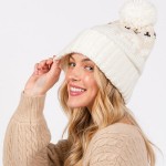 Wholesale jacquard Knit Cuff Beanie Yarn Pom One Fits Most Acrylic