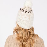 Wholesale jacquard Knit Cuff Beanie Yarn Pom One Fits Most Acrylic