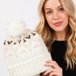 Wholesale jacquard Knit Cuff Beanie Yarn Pom One Fits Most Acrylic