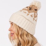 Wholesale jacquard Knit Cuff Beanie Yarn Pom One Fits Most Acrylic