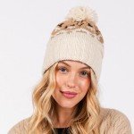 Wholesale jacquard Knit Cuff Beanie Yarn Pom One Fits Most Acrylic