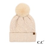 Wholesale c C HTE Chain Link Knitted Pom Beanie One Fits Most Polyester Acrylic