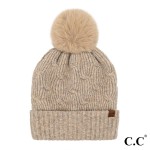 Wholesale c C HTE Chain Link Knitted Pom Beanie One Fits Most Polyester Acrylic