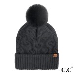 Wholesale c C HTE Chain Link Knitted Pom Beanie One Fits Most Polyester Acrylic