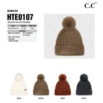 Wholesale c C HTE Cable Knit Fur Cuff Pom Beanie One Fits Most Acrylic Polyester