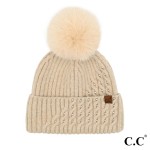 Wholesale c C HTE Cable Pom Beanie Pearl Embellishments One Polyester Acrylic Re
