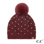 Wholesale c C HTE All Pearl Crochet Pom Beanie One Fuzzy Lined Beanie Acrylic Po
