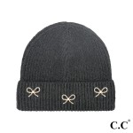Wholesale c C HTE Pearl Bow Charm Cuff Beanie One Fits Most Recycled Polyester N