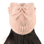 Wholesale c C MBE Messy Bun Bow Beanie Sequins One Acrylic Polyester Rabbit Hair