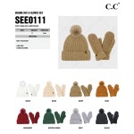 Wholesale c C SEE Cozy Yarn Hat Mitten Set One Fits Most Polyester Pom Faux Fur