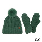Wholesale c C SEE Cozy Yarn Hat Mitten Set One Fits Most Polyester Pom Faux Fur