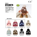 Wholesale c C HTC Daisy Pattern Beanie Pom Recycled Polyester Spandex Pom Faux F