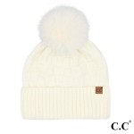 Wholesale c C HTC Weaving Pom Beanie One Fits Most Beanie Acrylic Polyester Nylo