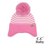 Wholesale c C BB HTC Baby Stripe Earflap Yarn Pom Beanie One Fits Most Newborn M