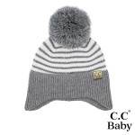 Wholesale c C BB HTC Baby Stripe Earflap Yarn Pom Beanie One Fits Most Newborn M