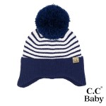 Wholesale c C BB HTC Baby Stripe Earflap Yarn Pom Beanie One Fits Most Newborn M