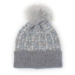 Wholesale plaid Lurex Knit Tinsel Beanie Faux Fur Pom One Fits Most Polyester