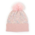 Wholesale plaid Lurex Knit Tinsel Beanie Faux Fur Pom One Fits Most Polyester