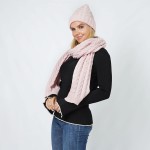 Wholesale braided Knit Scarf Cuffed Beanie Set One Fits Most Polyester